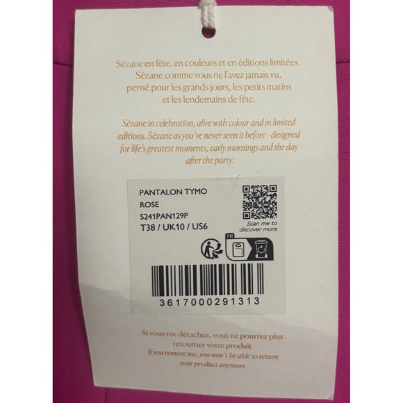 NEW Sezane | Editions Tymo Wide Leg Trousers in Hot Pink Wool Blend Sz 6/38 - Picture 4 of 11